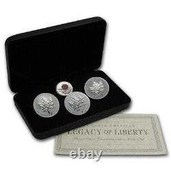 Canada 2004-2005 Ensemble Legacy of Liberty de la Feuille d'érable en argent 9999 de 3 onces (avec boîte et COA)