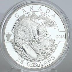 Canada 2013 25 $ Beaver 1 Troy Oz. 99,99% Preuve En Argent Pur, Série O Canada # 1