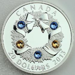 Canada 2013 Vacances Couronne 1 Oz D'argent Pur 20 $, Proof 5 Cristaux Swarovski
