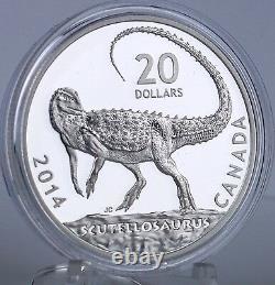 Canada 2014 20 $ Canadian Dinosaurs Scutellosaurus 1 Oz Pure Silver Proof Coin