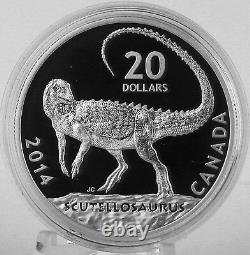 Canada 2014 20 $ Canadian Dinosaurs Scutellosaurus 1 Oz Pure Silver Proof Coin