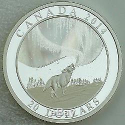 Canada 2014 $ 20 Howling Wolf & Histoire De La Northern Lights Hologram 1 Oz D'argent