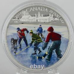 Canada 2014 20 $ Pond Hockey, 1 Oz 99,99 % Pure Silver Color Proof Coin