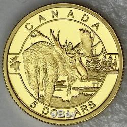 Canada 2014 5 $ Le Moose 1/10 Onces. 9999 Proof Pure Gold Series Coin O Canada # 2