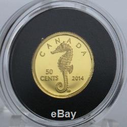 Canada 2014 Créatures De La Mer Seahorse, 1/25 Oz D'or Pur Preuve De 50 Cents, Pièce