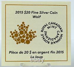Canada 2015 20 $ Le Loup 1 Troy Oz. 99,99 % Pure Silver Uncirculated Color Proof