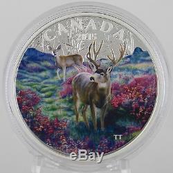 Canada 2015 $ 20 Matin Brumeux Mule Deer, 1 Oz 99,99% Pure Couleur Silver Coin Proof