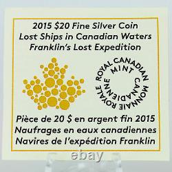 Canada 2015 20 $ Navires Perdus Dans Les Eaux Canadiennes Franklin's Lost Expedition Silver