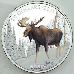 Canada 2015 20 $ The Majestic Moose 1 Oz 99,99 % Pure Silver Color Proof