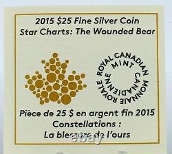 Canada 2015 25 $ Ours Blessé 1 Oz. Pièce D'épreuve De Couleur Pure Silver Glow-in-the-dark