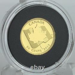 Canada 2015 Feuille D'érable Avec Le Canada Drapeau 1/25 Onces. Preuve De L'or Pur Coin