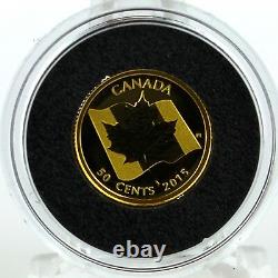 Canada 2015 Feuille D'érable Avec Le Canada Drapeau 1/25 Onces. Preuve De L'or Pur Coin