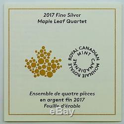 Canada 2017 $ 3 Maple Leaf Quartet 4 Pièces En Argent Pur Carré Coins Mint Erreur