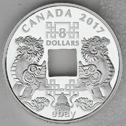 Canada 2017 $8 Feng Shui Bonne Chance Charms Pure Silver Proof Avec Trou Carré