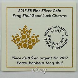 Canada 2017 $8 Feng Shui Bonne Chance Charms Pure Silver Proof Avec Trou Carré