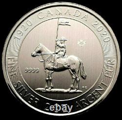 Canada 2020 Grc 1 X 2 Oz 9999 Argent 10 Dollar Mountie Coin 2x Largeur Des Feuilles D’érable