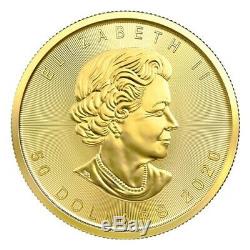 Canada 2020 Mrc 1 Oz Feuille D'érable Canadienne D'or Solide 50 $ Coin Pur À 99,99%