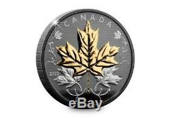 Canada 2020 Noir Maple Leaf In Motion 5 Oz Silver Proof