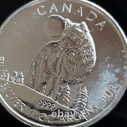 Canada pièce de faune LOUP en argent brillant non circulé LOT RCM