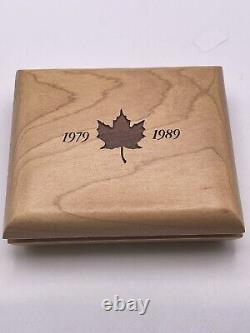 Célémorative Canada Maple Leaf Proof 1989.9999 Argent 1 Oz Avec Boîte Et Aco