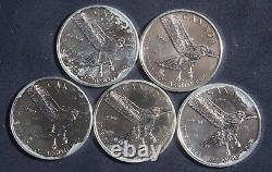 Cinq 2015 5 $ Hawk À Queue Rouge Canada 1 Oz 0,9999 Fine Silver Coins Lot 261100