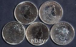 Cinq 2015 5 $ Hawk À Queue Rouge Canada 1 Oz 0,9999 Fine Silver Coins Lot 261100