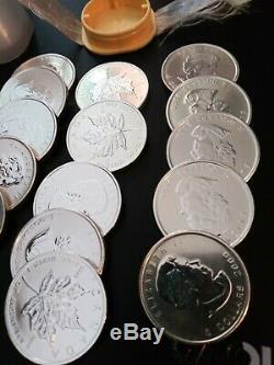 Cinq (5) Pièces 2009 Canada 1 Oz D'argent Coins Feuille D'érable