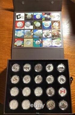 Collection de pièces d'argent fin de 20 et 25 dollars du Canada 2011-2016 (Étui d'origine)