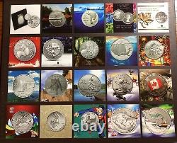 Collection de pièces d'argent fin de 20 et 25 dollars du Canada 2011-2016 (Étui d'origine)