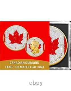 Édition du Drapeau du Canada Maple Leaf Diamond 2024 1 once de pièce en argent