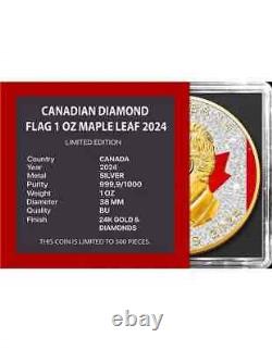 Édition du Drapeau du Canada Maple Leaf Diamond 2024 1 once de pièce en argent