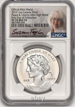 Ensemble 2019-2020-2021 Canada Peace Dollar-ngc Pf70 Reverse Proof-ultra High Relief