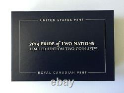 Ensemble W Enhanced Reverse Proof Silver Eagle Maple Leaf Pride Of Two Nations 2019 W Enhanced Reverse Proof Silver Eagle Pride Of Two Nations Set