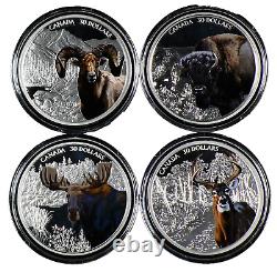 Ensemble d'icônes imposantes en argent fin de cerf, d'orignal, de bison et de mouton 2020-2021 30 $ Preuve #19668