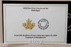 Ensemble de 4 pièces en argent fin fractionnaire de l'aigle chauve du Canada 2015 avec boîte et certificat d'authenticité