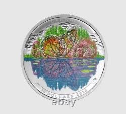 Ensemble de 5 pièces de monnaie en argent fin coloré de 1 once en 2016 de la Monnaie royale canadienne avec illusion de paysage.