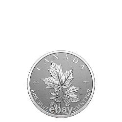 Ensemble de 5 pièces en argent pur de la Feuille d'érable fractionnaire de la Couronne Radieuse du Canada 2022