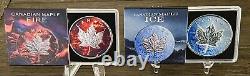 Ensemble de pièces de monnaie en argent 9999 de 1 oz, colorisées Fire & Ice Maple Leaf de 2023 du Canada à 5 $