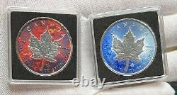 Ensemble de pièces de monnaie en argent 9999 de 1 oz, colorisées Fire & Ice Maple Leaf de 2023 du Canada à 5 $