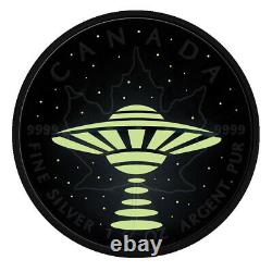 Feuille D'érable Canada 1 Oz Argent 2017 Ufo Glow In The Dark 5$ Silver Coin