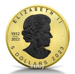 Feuille d'Érable du Canada 2023 en or 24 carats et platine noir givré 1 oz d'argent - Tirage limité à 500 exemplaires