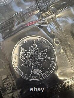 Feuille d'érable d'argent canadienne avec privilège de feu d'artifice de 10 2000 faible tirage en lingotin. 9999