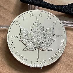 Feuille d'érable en argent du Canada de 1997, pureté 9999, 1 once, RCM uniquement 100K, étui inclus.