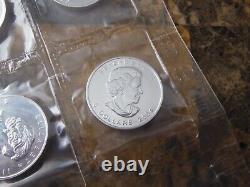Feuille originale de 2004 des érables argentés du Canada. Pièces de 5,9999 dollars en argent.