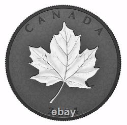 Feuilles d'érable en mouvement du Canada 2024 $50 5 oz INCUSE! Rhodium sur argent pur à 99,99%