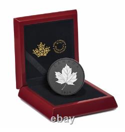 Feuilles d'érable en mouvement du Canada 2024 $50 5 oz INCUSE! Rhodium sur argent pur à 99,99%