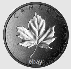 Feuilles d'érable en mouvement du Canada 2024 $50 5 oz INCUSE! Rhodium sur argent pur à 99,99%