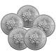 Lot De 5 2022 1 Oz Canadian Silver Maple Leaf Coin. 9999 Navires Du Canada