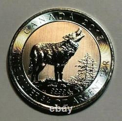 Lot De Cinq 2015 3/4 Onces. 9999 $ En Argent Fin 2 Coins Du Canada Argent Loup Gris Bu