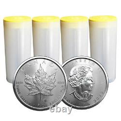 Lot De Prévente De 100 2022 $ 5 Silver Canadian Maple Leaf 1 Oz Bu